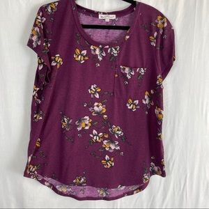 ☃️3 for $23 ☃️WallFlower S/S Deep Purple Floral T